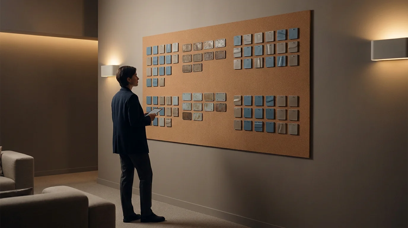 Übersicht der 14 Casino-Anbieter als Wandtafel mit Logos und Lizenznummern