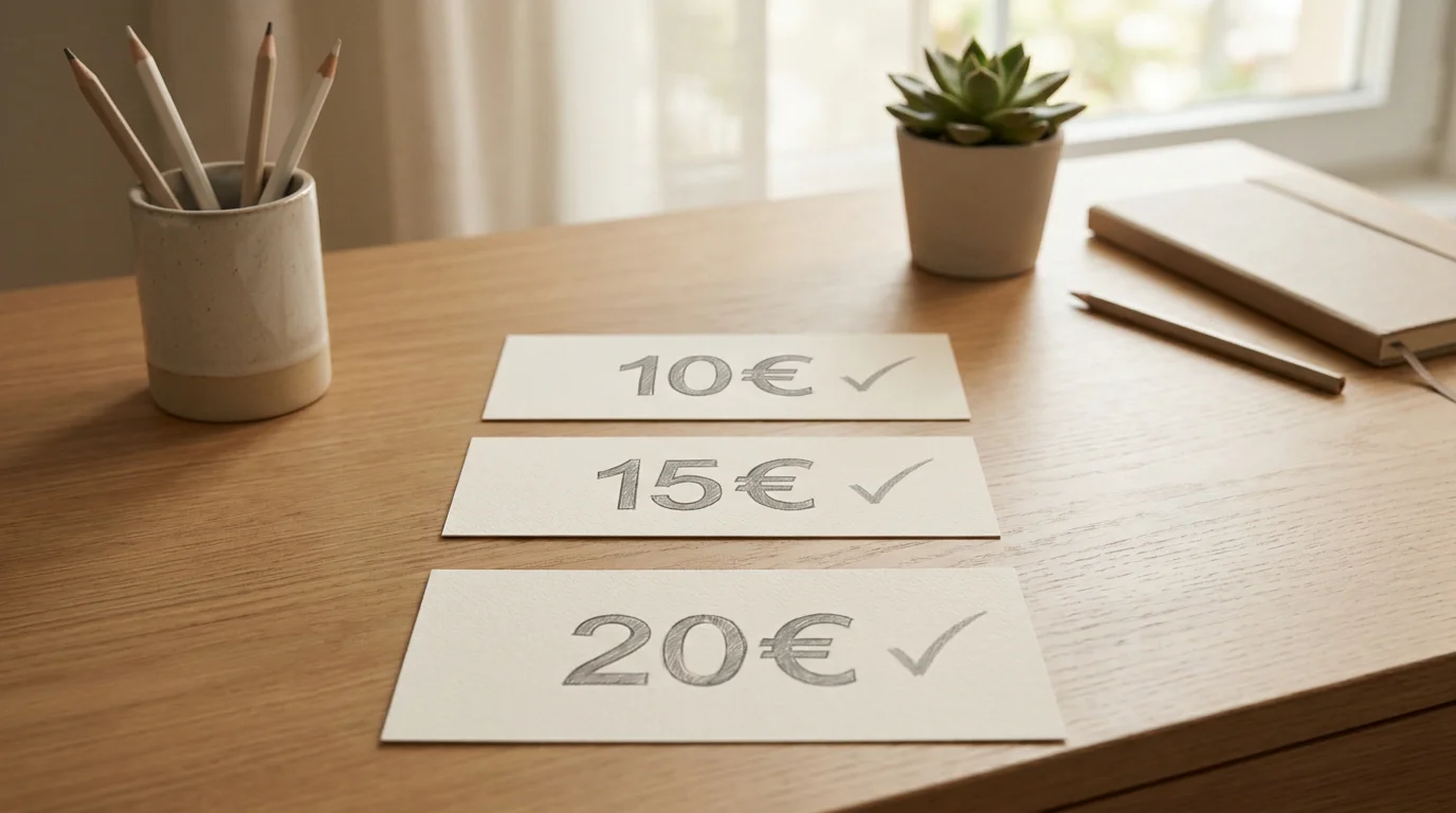 Vergleichstafel mit gestapelten Bonushöhen 10, 15, 20 Euro und einem 40-Freispiele-Symbol