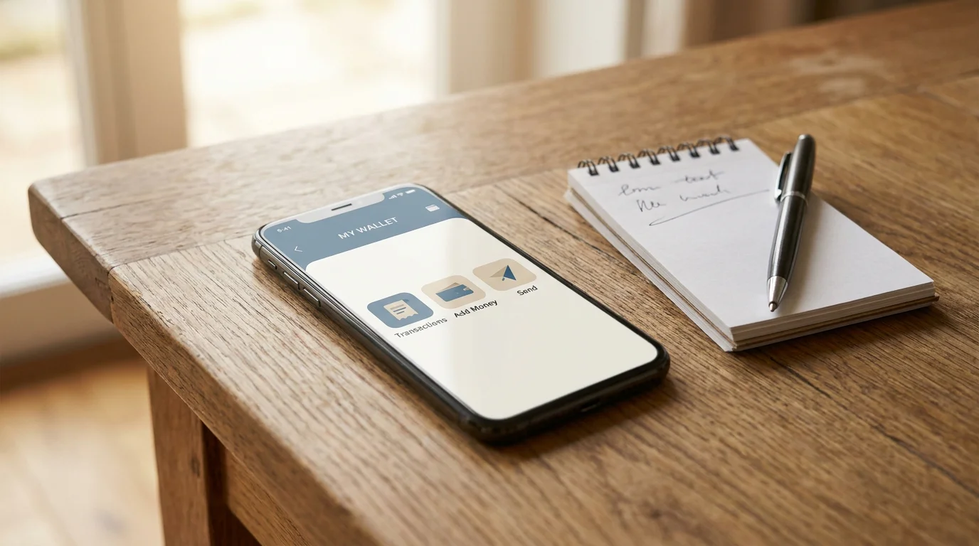 Übersicht der gängigen E-Wallet- und Krypto-Zahlungsmethoden auf einem Smartphone-Bildschirm