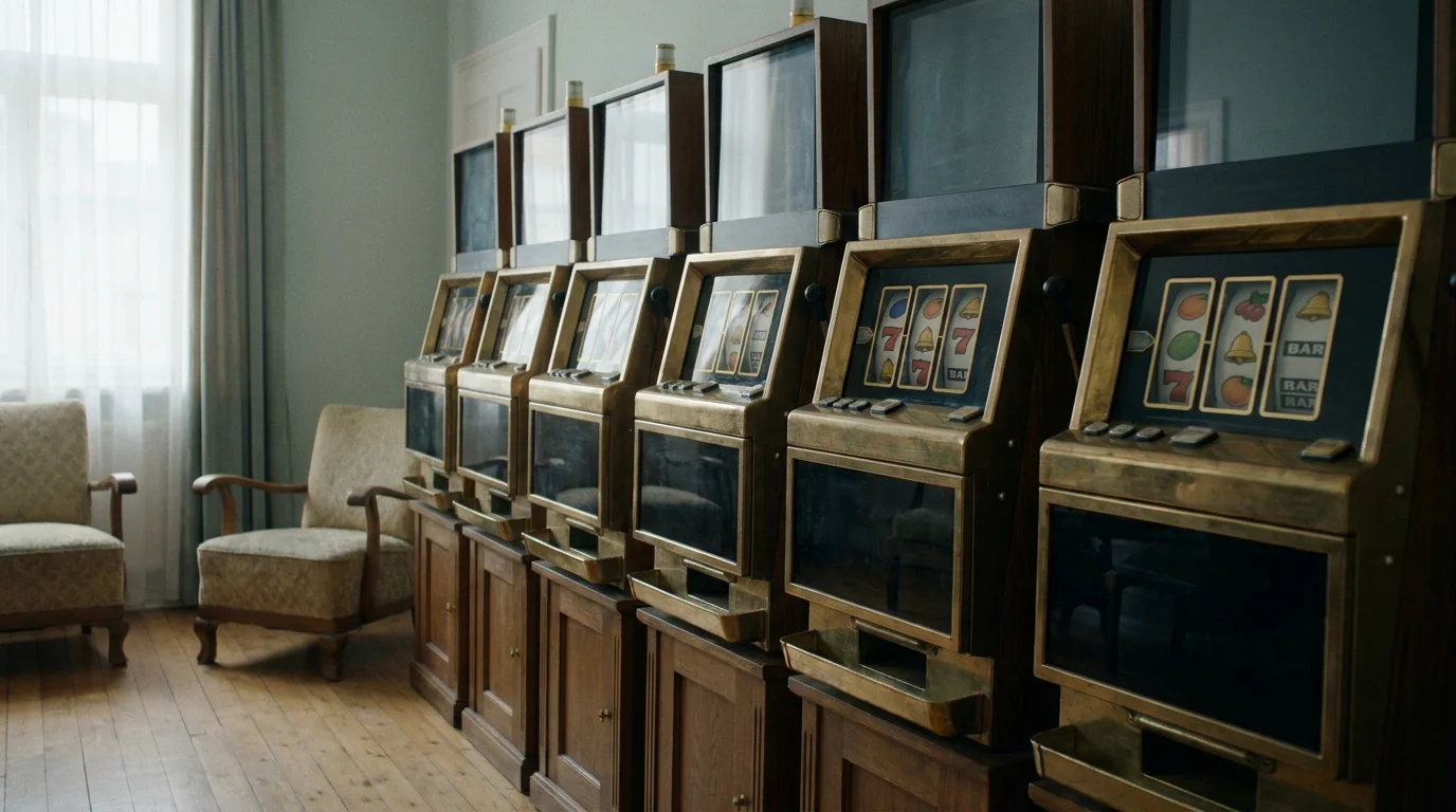 Reihe von Spielautomaten mit generischen Walzensymbolen ohne Markenbezug