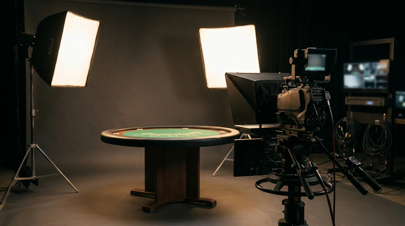 Professionelles Kamerastudio mit Live-Tisch und HD-Beleuchtung für gestreamtes Baccarat