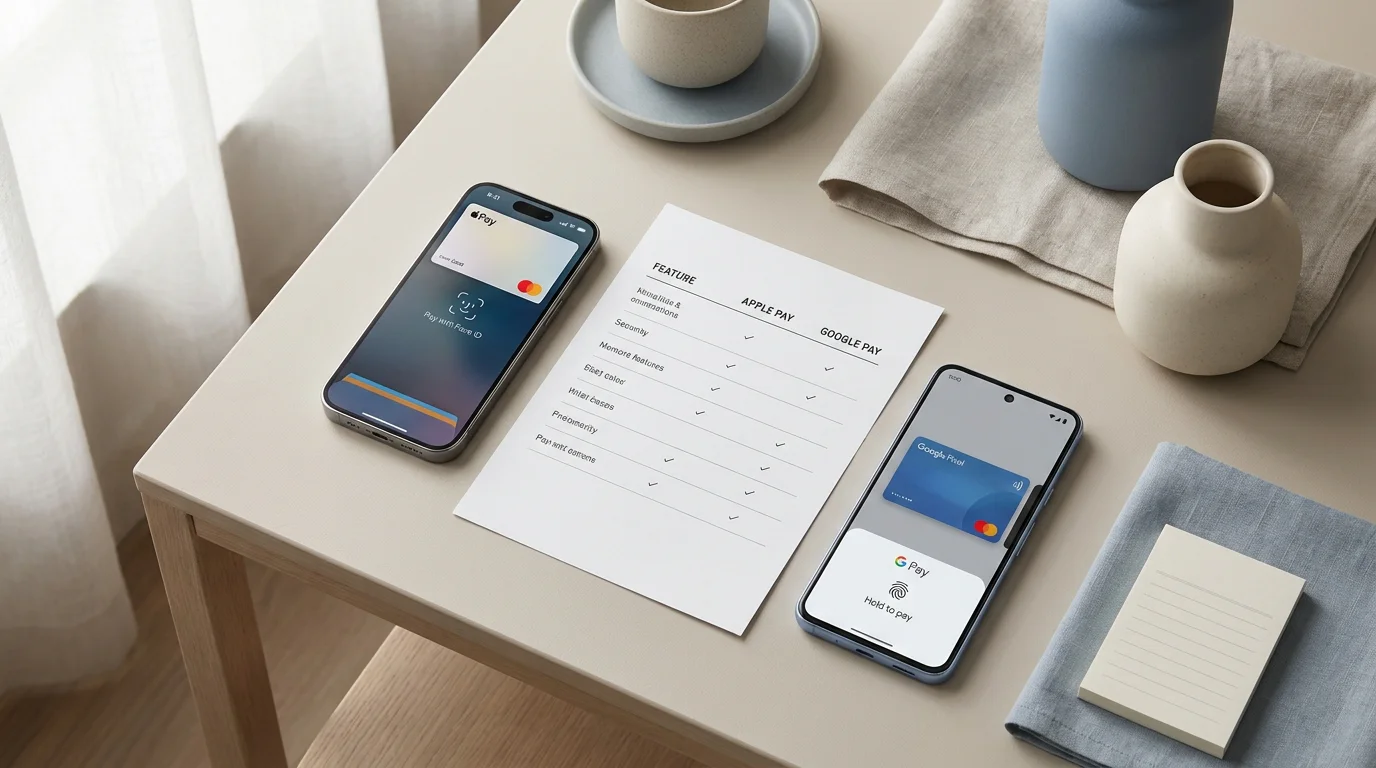 Apple Pay auf iPhone neben Google Pay auf Android als mobilem Wallet-Vergleich im Casino