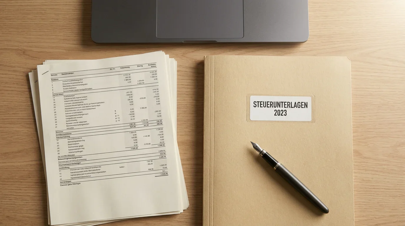 Ordner mit der Aufschrift „Steuer